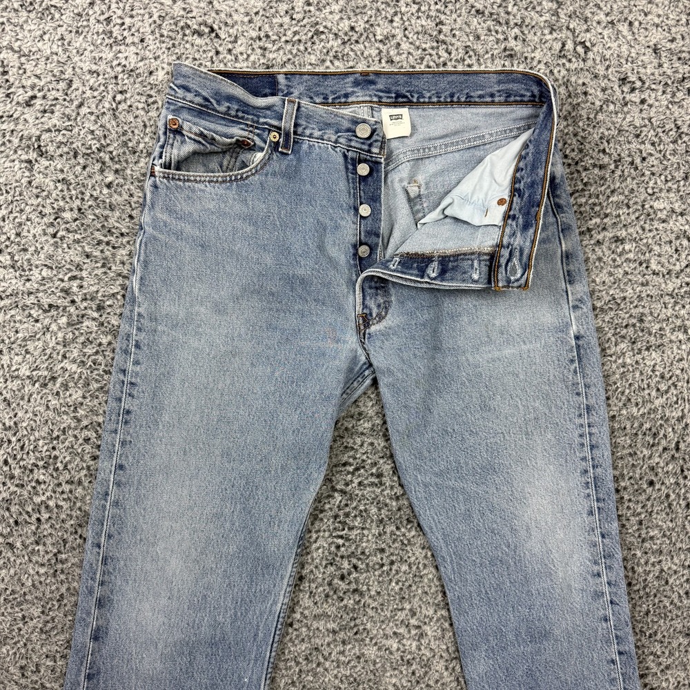 Vintage Levis 501 Jeans Mens 34x32 Blue Y2K Distressed Denim Button Fly Pants